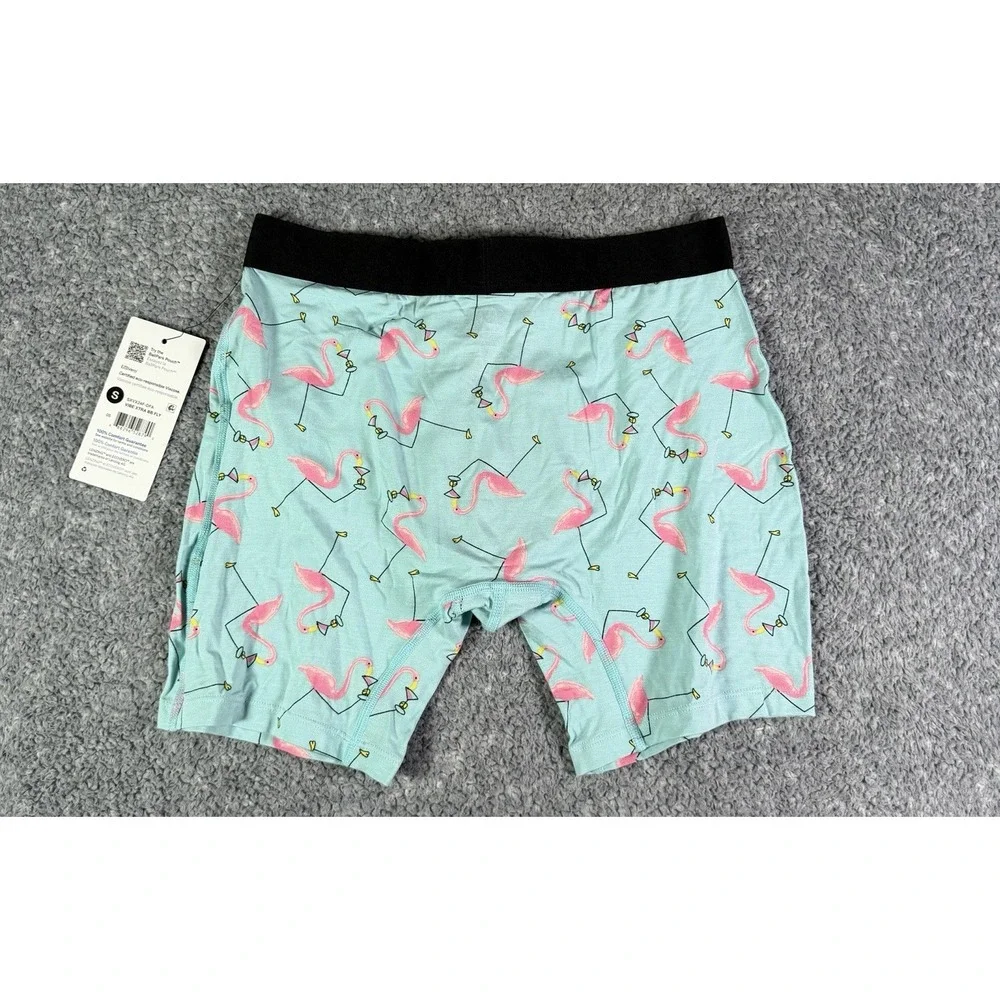 SAXX Vibe Xtra Boxer Brief Mens Small Drinko Flamingo Print Ballpark Pouch NWT